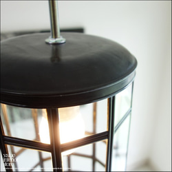 ガラスペンダントライトI/Q 天井照明器具 真鍮 ランプシェード エスニック 硝子ライト レトロ調 シャビー カフェ用 2枚目の画像