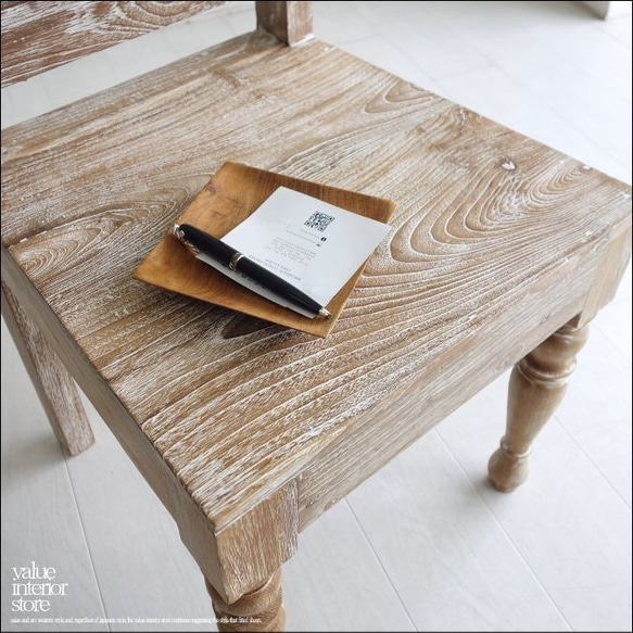 オールドチーク無垢材 ダイニングチェアWW 椅子 イス チェア シャビー 古材家具 手作り 天然木 銘木家具 6枚目の画像