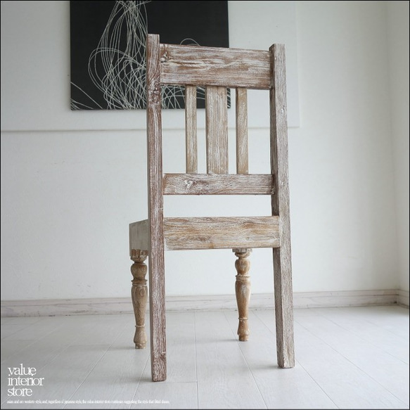 オールドチーク無垢材 ダイニングチェアWW 椅子 イス チェア シャビー 古材家具 手作り 天然木 銘木家具 8枚目の画像