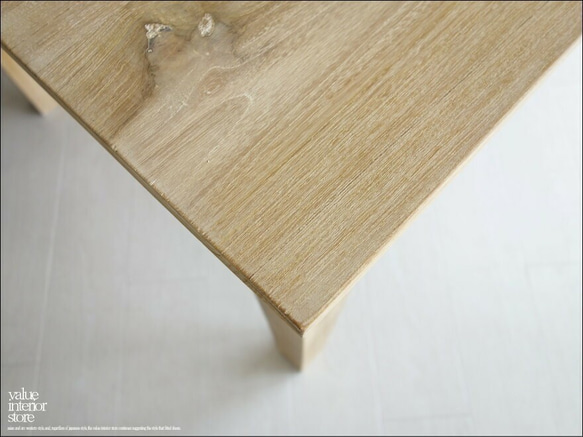 チーク総無垢材 ダイニングテーブルLNW 食卓テーブル 机 ナチュラルホワイト 手作り 銘木家具 シンプル 新品 角脚 4枚目の画像