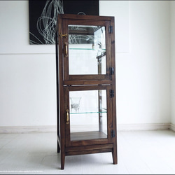 チーク総無垢 ガラスパンケース'80W ショーケース 陳列ケ－ス 飾り棚