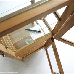 ガラスパンケースN 陳列ケ－ス ショーケース 飾り棚 什器 コレクションケース 木製 チーク材 食器棚 展示ケース 2枚目の画像