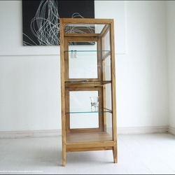 ガラスパンケースN 陳列ケ－ス ショーケース 飾り棚 什器 コレクションケース 木製 チーク材 食器棚 展示ケース 5枚目の画像