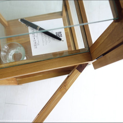 ガラスパンケースN 陳列ケ－ス ショーケース 飾り棚 什器 コレクションケース 木製 チーク材 食器棚 展示ケース 6枚目の画像