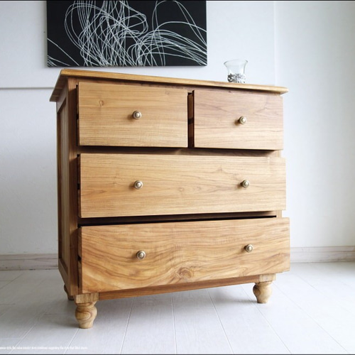 チークチェストR80N タンス 収納家具 整理タンス 箪笥 チーク材