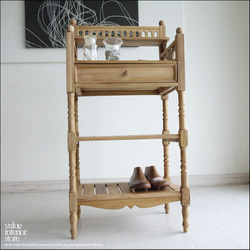 チークマルチシェルフN 電話台 ファックス台 FAX台 棚 天然木 手作り