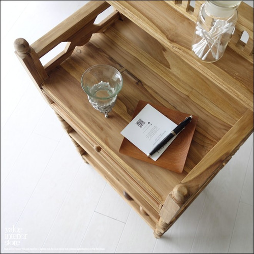 チークマルチシェルフN 電話台 ファックス台 FAX台 棚 天然木 手作り