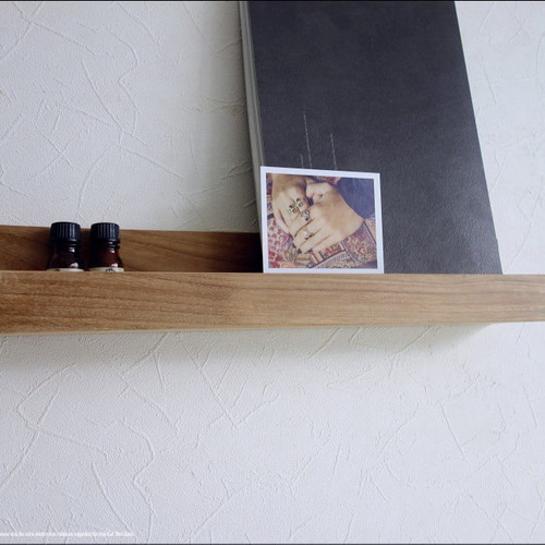 無垢チーク材のウォールシェルフ 2段 70cm 飾り棚 ディスプレイ