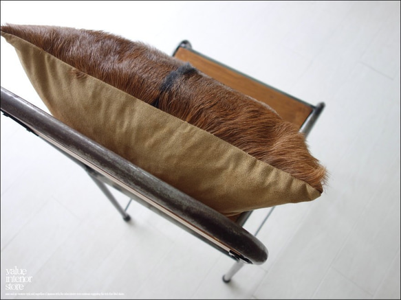 毛皮クッションカバー PUTI-3 天然皮革 手作り レトロ調 本革 アンティーク調 本皮 北欧調 ハンドメイド ハラコ 5枚目の画像