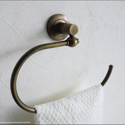 真鍮タオル掛け カーブ 壁掛けタオルハンガー ブラス タオルホルダー タオルラック レトロ調 真鍮金物 洗面用品 1枚目の画像