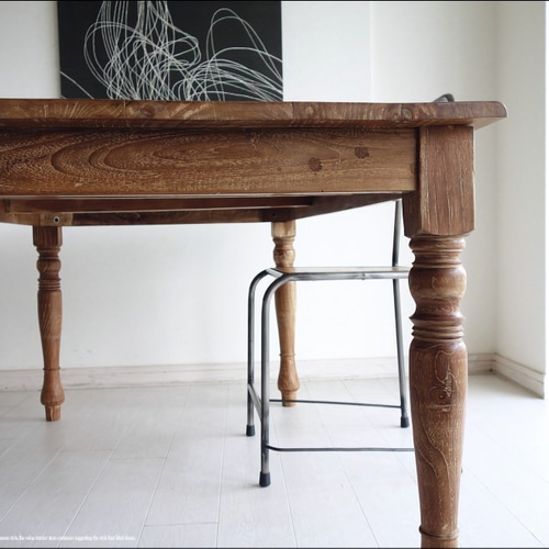 オールドチークダイニングテーブル150cm　（総無垢） オールドチーク総無垢 ダイニングテーブルLN 食卓テーブル