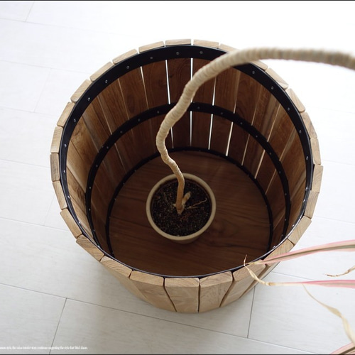 チーク総無垢材 大型鉢カバーI40 プランツカバー ポット 鉢入れ