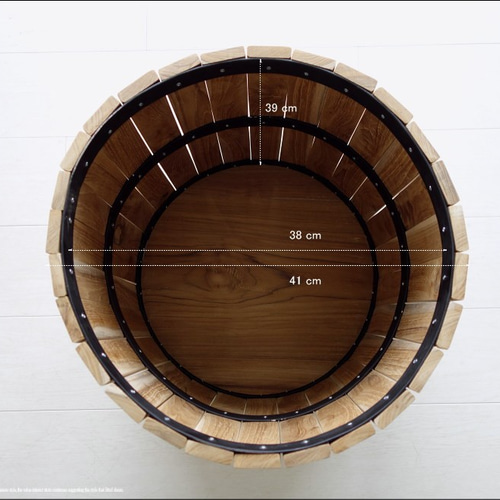 チーク総無垢材 大型鉢カバーI40 プランツカバー ポット 鉢入れ