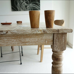 オールドチークダイニングテーブルWW 食卓テーブル 机 デスク 手作り 新品 天然木 木製 ナチュラル 和 銘木家具 3枚目の画像