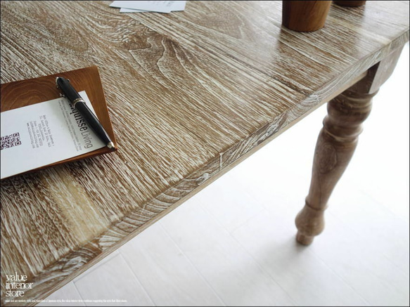 オールドチークダイニングテーブルWW 食卓テーブル 机 デスク 手作り 新品 天然木 木製 ナチュラル 和 銘木家具 6枚目の画像