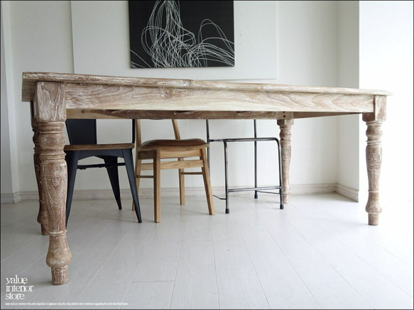 オールドチークダイニングテーブルWW 食卓テーブル 机 デスク 手作り 新品 天然木 木製 ナチュラル 和 銘木家具 7枚目の画像