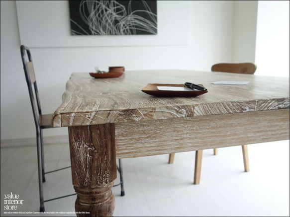 オールドチークダイニングテーブルWW 食卓テーブル 机 デスク 手作り 新品 天然木 木製 ナチュラル 和 銘木家具 9枚目の画像