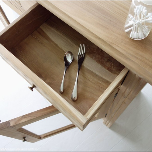 チーク無垢材 ガラスキャビネットNatl 食器棚 飾り棚 ガラスケース