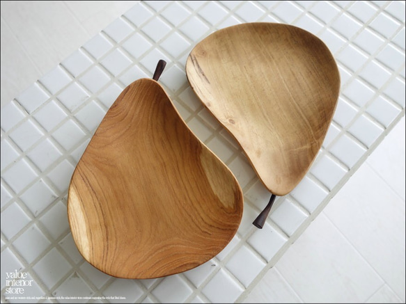 チークPEARトレイ 自然食器 小皿 洋梨ウッドディッシュ 木皿 小物入れ ナチュラル 手作り 天然木 無垢 ミネラルオ 2枚目の画像