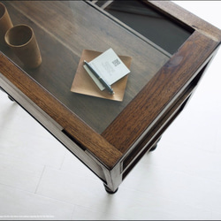 チーク無垢材 コレクションケースWM ガラスショーケース 什器 飾り棚 展示ケース ディスプレイケース 木製 手づくり 3枚目の画像