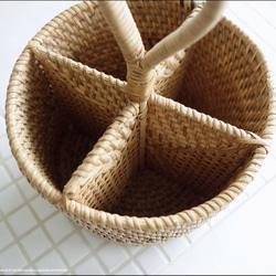 ラタンマルチスタンドNA カトラリースタンド 手編み 小物入れ 取っ手付キッチン収納 ナチュラル キッチン小物 籐 2枚目の画像