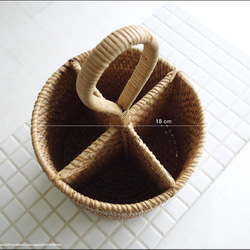 ラタンマルチスタンドNA カトラリースタンド 手編み 小物入れ 取っ手付キッチン収納 ナチュラル キッチン小物 籐 5枚目の画像