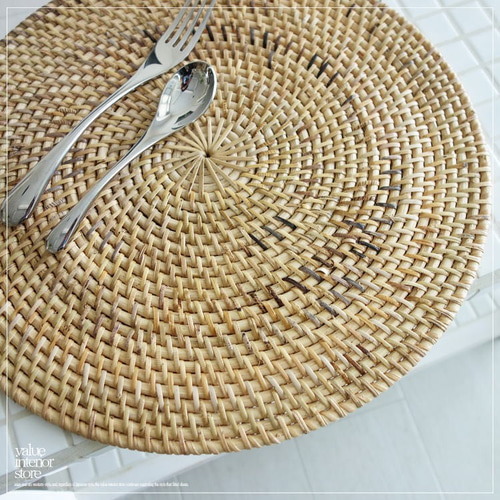 ラタン ランチョンマットNA 手編みマット 敷物 テーブルウェア 円形 籐