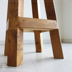 チークスツール / J 無垢材 椅子 イス 木製 ベンチ カフェチェア 手作り家具 素朴 天然木 新品 ハンドメイド 3枚目の画像