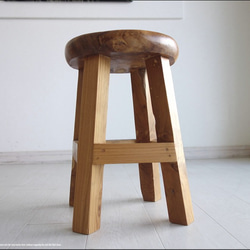 チークスツール / J 無垢材 椅子 イス 木製 ベンチ カフェチェア 手作り家具 素朴 天然木 新品 ハンドメイド 7枚目の画像