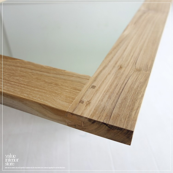 チーク総無垢 ミラーN/1 姿見 鏡 全身鏡 新品 壁掛け 大型 ナチュラル 木目 シンプル 手作り ハンドメイド 銘木 また