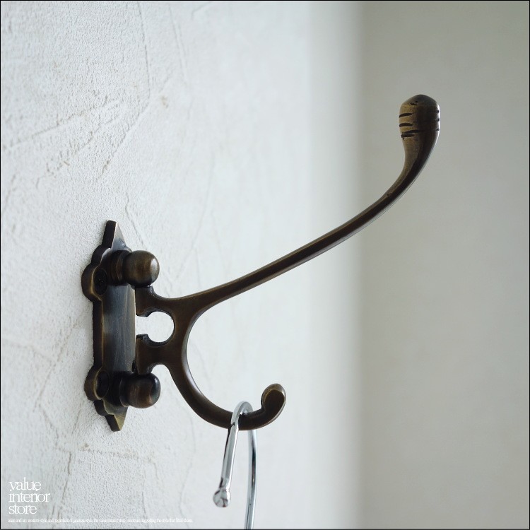真鍮ウォールフック007 可動式ブラスフック レトロ 壁掛ウォール