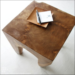 チーク無垢材 プリミティブスツール C/1 イス チェア 新品 ベンチ 椅子 天然木 手作り ナチュラル 素朴 削り出し 2枚目の画像