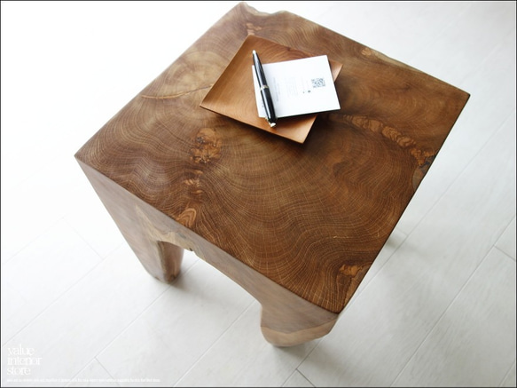 チーク無垢材 プリミティブスツール C/1 イス チェア 新品 ベンチ 椅子 天然木 手作り ナチュラル 素朴 削り出し 7枚目の画像