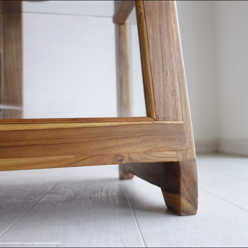 チーク総無垢 ショーケース台形N コレクションケース ガラスケース