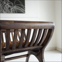 チーク無垢材 シングルソファfur/BN01 ベンチ 椅子 イス スツール 本皮 毛皮 天然木 革製 ハラコ 一人掛け 2枚目の画像