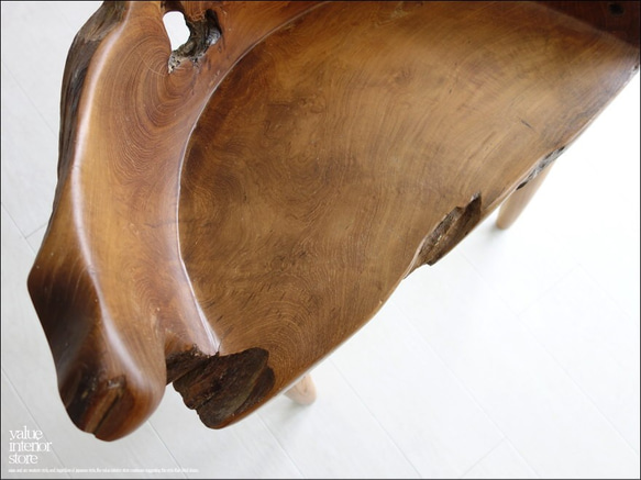 総無垢材 プリミティブチークチェアN/1 イス 椅子 新品 ベンチ 木製チェアー 天然木 手作り ナチュラル 素朴 銘木 9枚目の画像