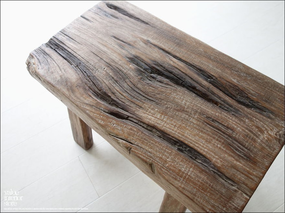 プリミティブオールドチークベンチ E1 椅子 スツール 古材家具 一枚板 総無垢 ナチュラル 椅子 イス チェア 7枚目の画像