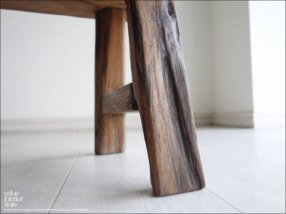 プリミティブオールドチークベンチ E1 椅子 スツール 古材家具 一枚板 総無垢 ナチュラル 椅子 イス チェア 10枚目の画像