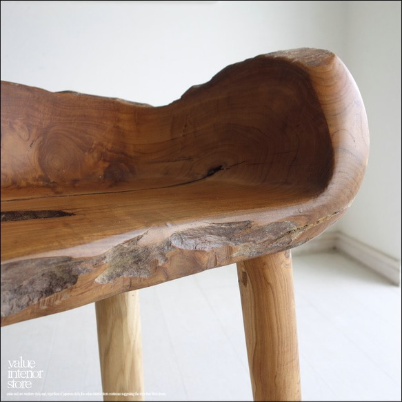 総無垢材 プリミティブチークチェアN/1 イス 椅子 ベンチ 木製チェアー 天然木 手作り ナチュラル 素朴 銘木家具 2枚目の画像