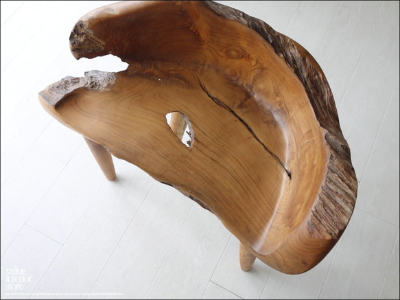総無垢材 プリミティブチークチェアN/1 イス 椅子 ベンチ 木製チェアー 天然木 手作り ナチュラル 素朴 銘木家具 9枚目の画像