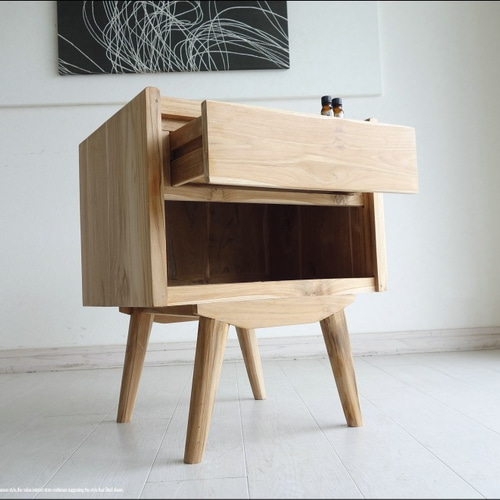 チーク総無垢材 ベッドサイドキャビネットKOS テレビ台 ナイト