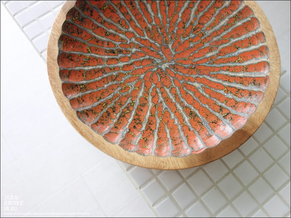 モンキーポッド総無垢材 デコレーショントレイR 菓子鉢 小物入れ 飾り皿 木製 手作り エスニック ハンドメイド 6枚目の画像