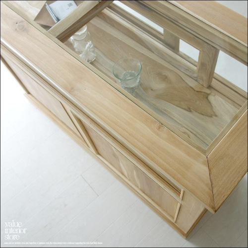 チーク総無垢 ショーケースカウンターNatla ガラスケース 飾り棚 店舗