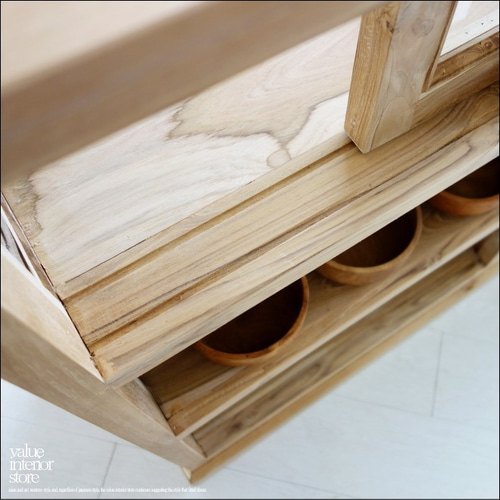 チーク総無垢 ショーケースカウンターNatla ガラスケース 飾り棚 店舗