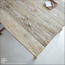 オールドチークダイニングテーブルWW 食卓テーブル 机 デスク 手作り 天然木 木製 ナチュラル 和 銘木家具 総無垢材 2枚目の画像