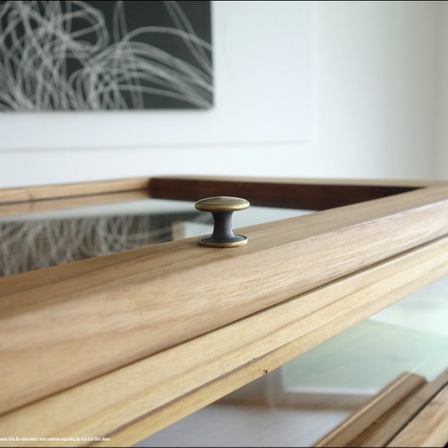 チーク無垢材 ショーケース付チェストN 整理タンス ナチュラル 箪笥