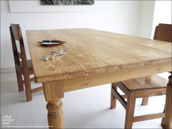 チーク無垢材 ダイニングテーブルBOL 食卓テーブル 机 チーク材 手作り 天然木 ナチュラル 世界三大銘木 古材家具 4枚目の画像