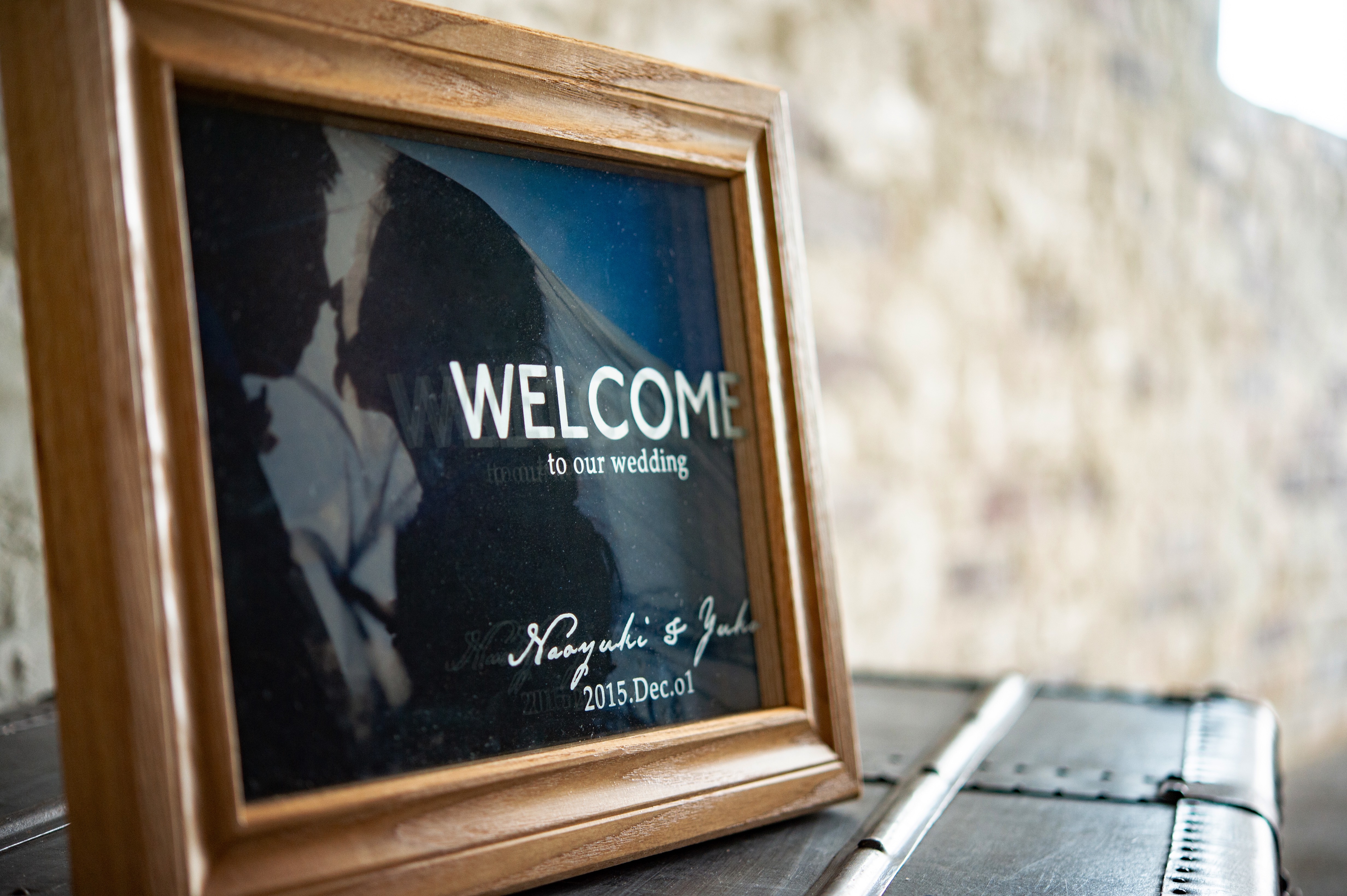 【ウェルカムボード 】A4写真　無垢材フレーム　サンドブラスト