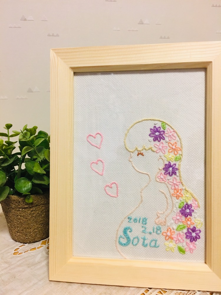 ✩*.ﾟ思い出に残るマタニティフォト刺繍✩*.ﾟメモリアル刺繍フォト  プレママ刺繍♡