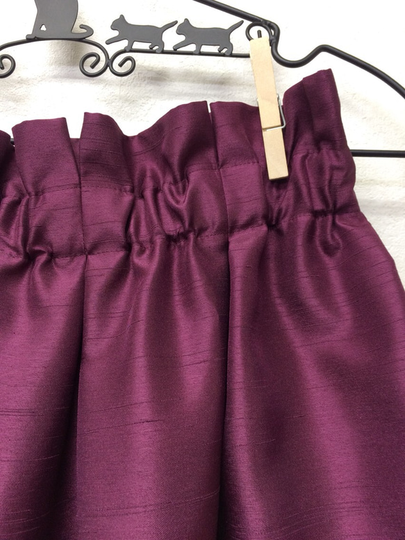 リボン付き♪ワインレッド色のふんわりタックギャザースカート(*'▽'*) 3枚目の画像